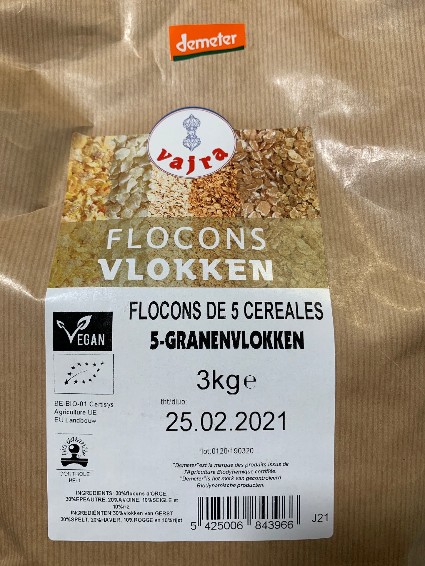 Flocons 5 céréales Bio (500gr ou 3kg)